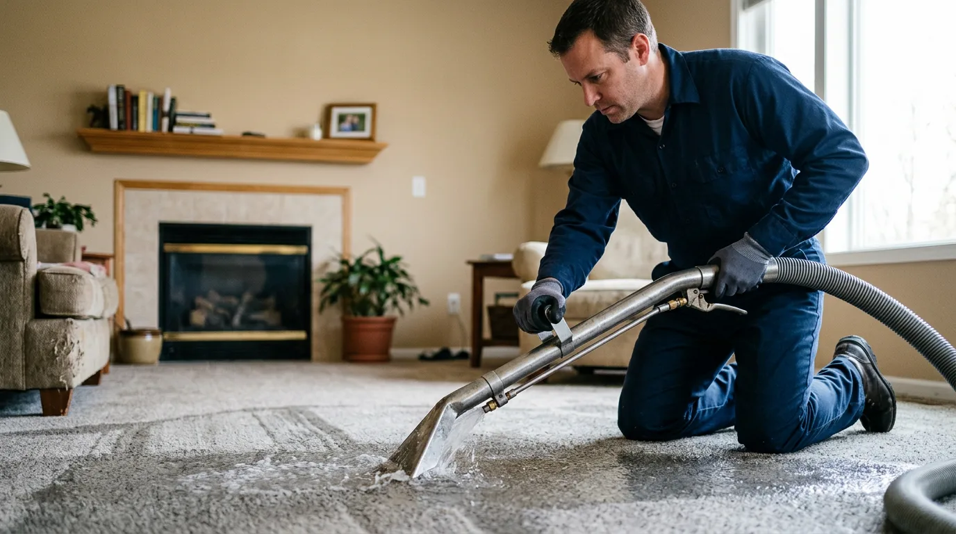 Water damage restoration technician working near Wheatland, OK